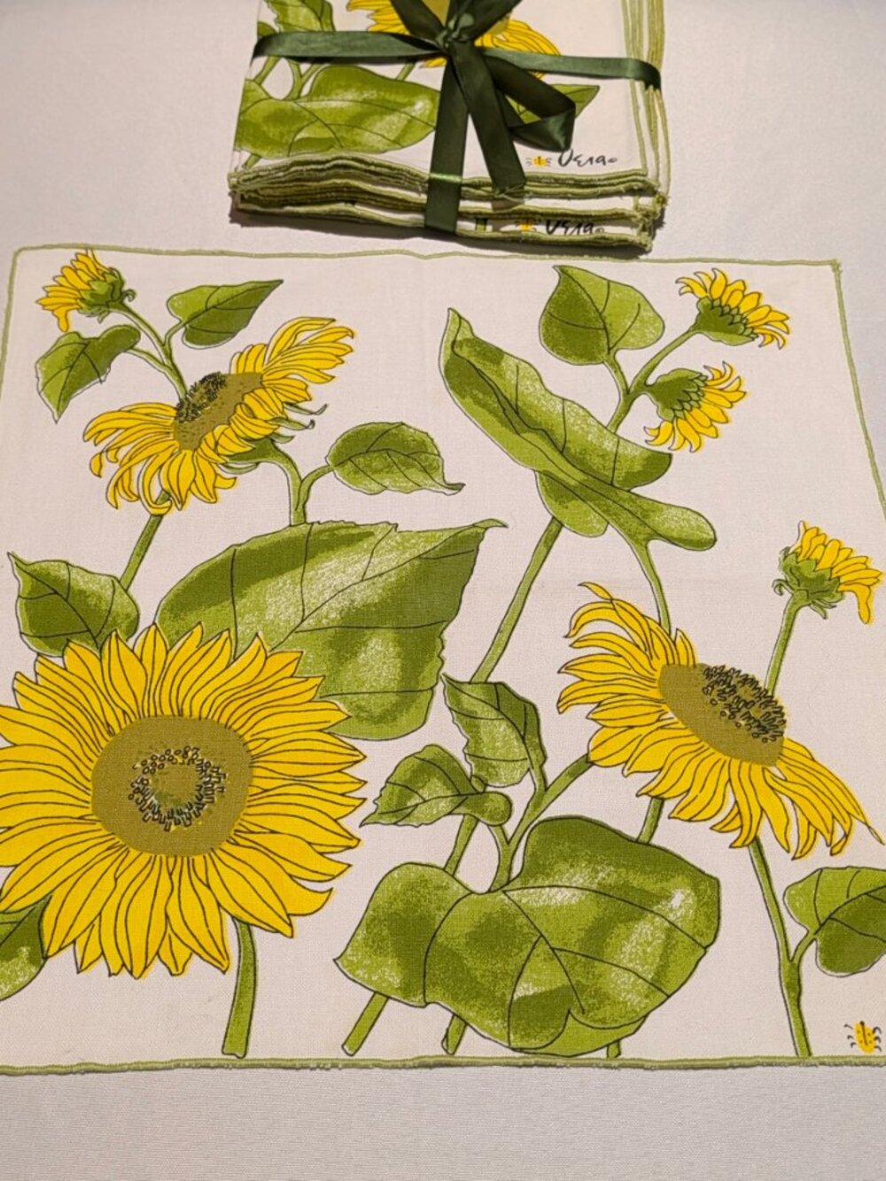 Vintage Vera Neumann Sunflower Cloth Napkins - Set of 10 RARE FIND!